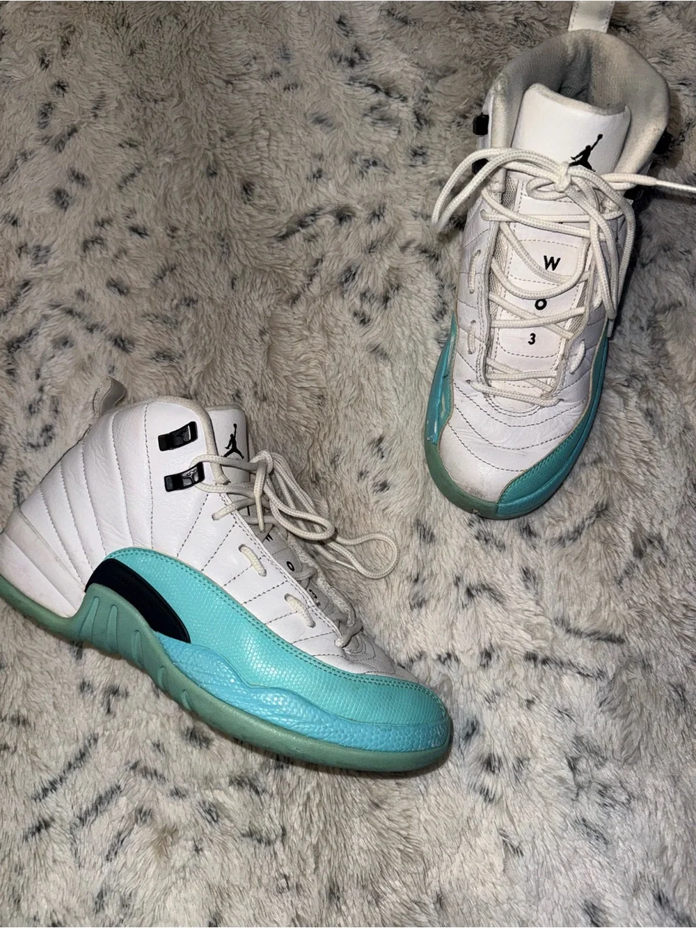 Air Jordan 12 Retro GS in the 'Light Aqua' colorway (Style: 510815-100)